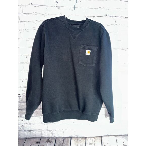 Carhartt Loose Fit Midweight Black Crewneck Pocket Sweatshirt Men’s Small - Picture 1 of 9